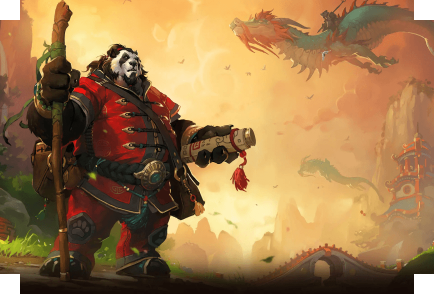 A Pandaren warrior in the Jade Forest