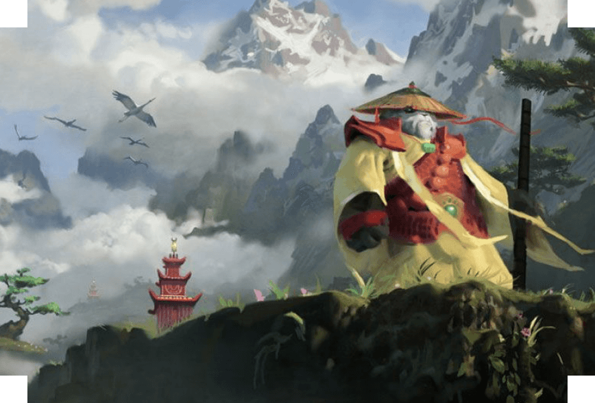 Pandaria landscape with community gathering